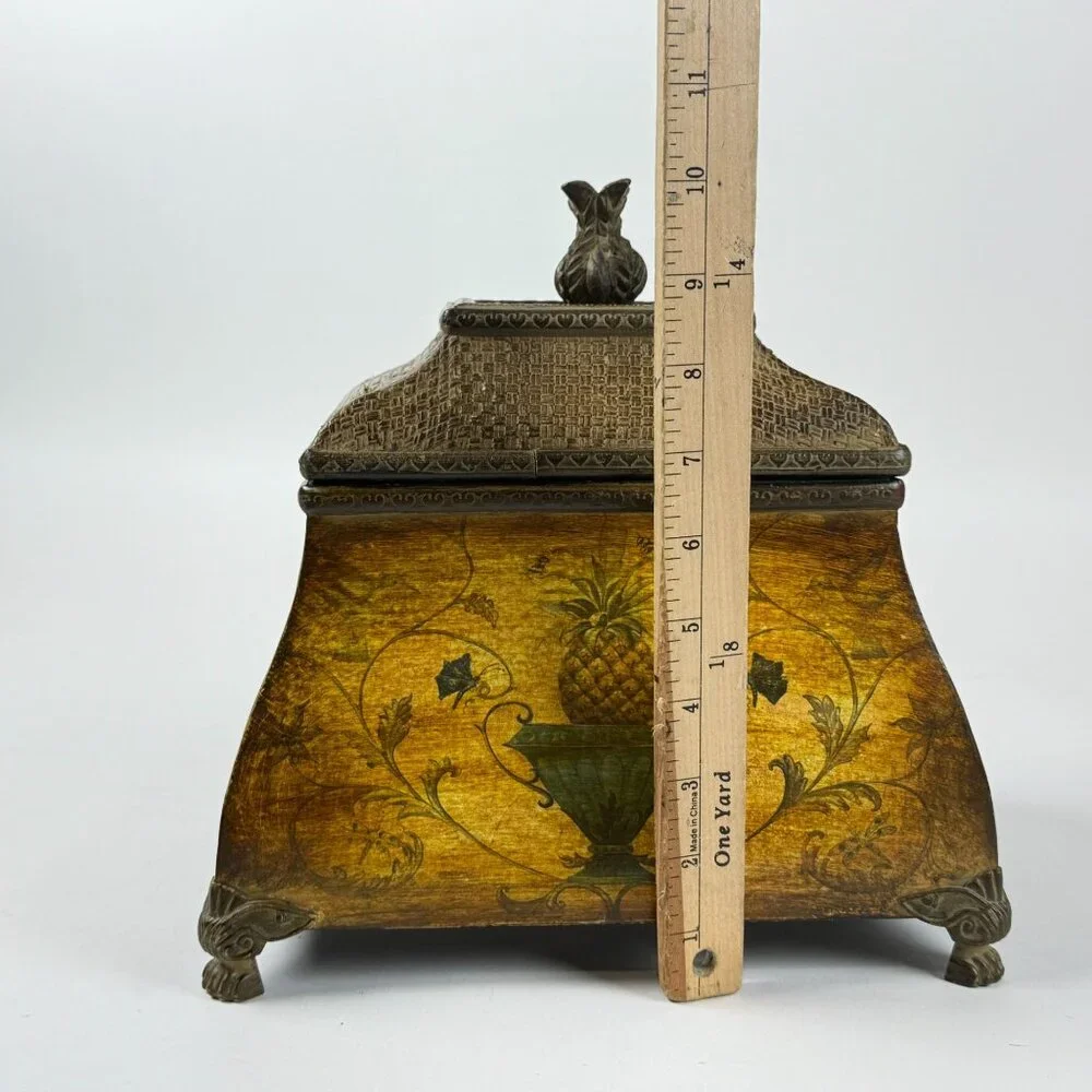 Hospitality Pineapple Curved Chest Decorative Box W/ Ornate Details